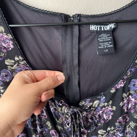 Hot Topic Vintage Purple Rose Hi-Low Hem Dress - Picture 3 of 12